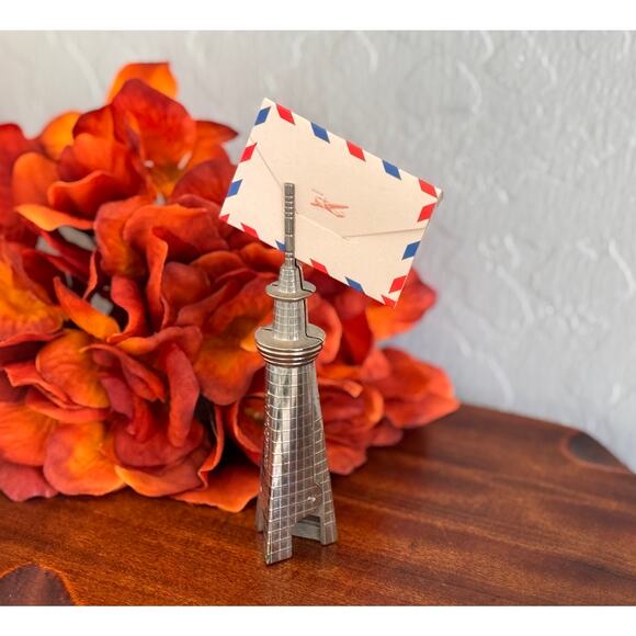Silver Memo Clip, Note/Card Holder, Photo Stand, Tokyo Skytree Tower Desk Decor - Picture 4 of 10
